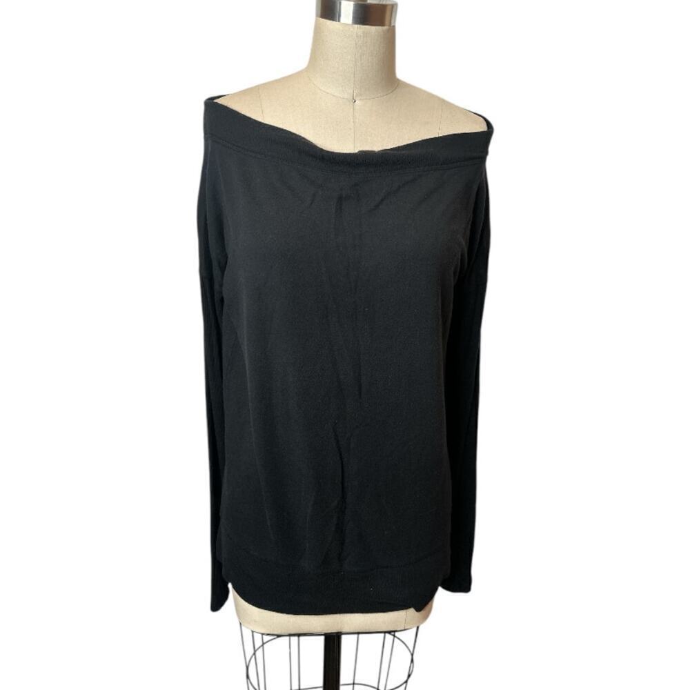 Athleta Black Off The Shoulder Sweatshirt Top Women's Size S